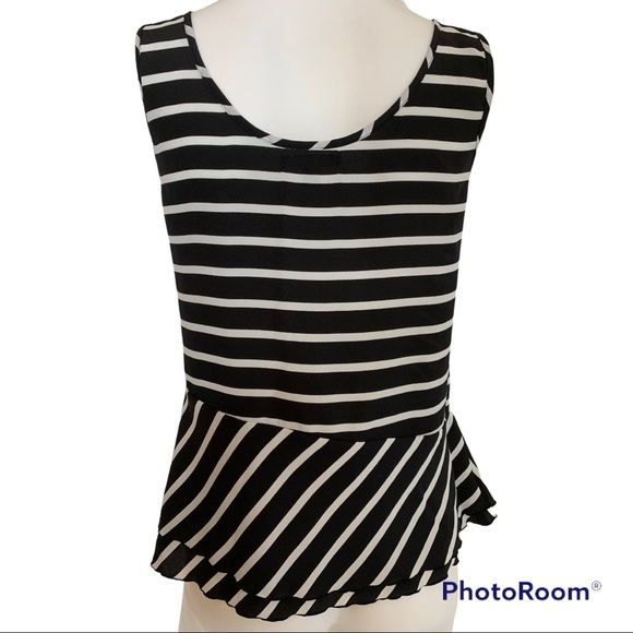 GAP Black Striped Breton Peplum Tank Top S - Picture 4 of 12